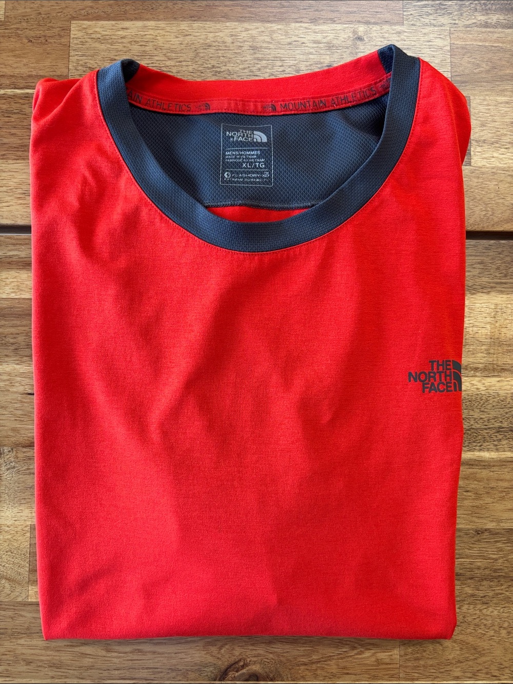The North Face Men’s Orange Short-Sleeve Active Tee with Gray Trim XL